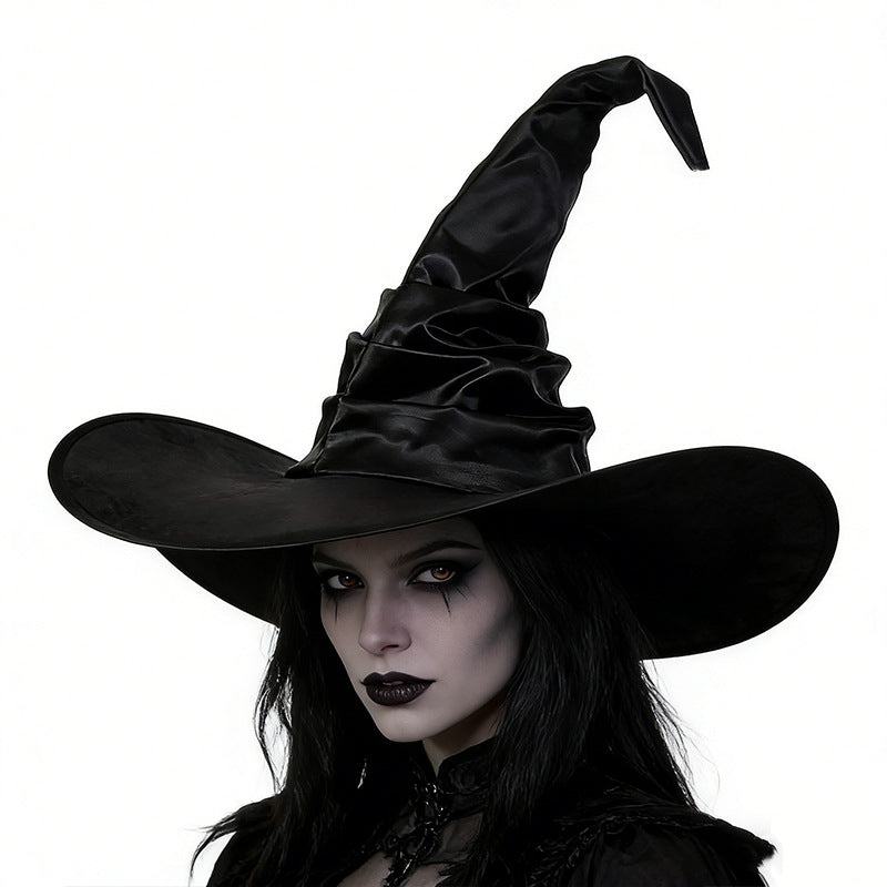 Black Ruched Wizard Hat