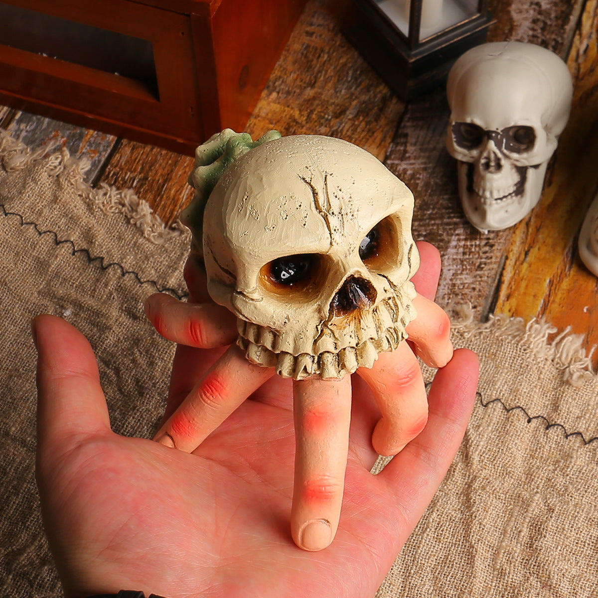 Skull Simulated Hand Figurine