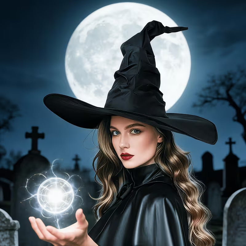 Black Ruched Wizard Hat