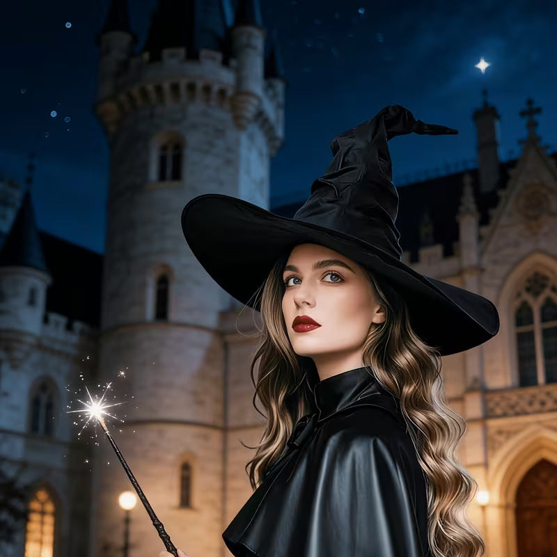 Black Ruched Wizard Hat