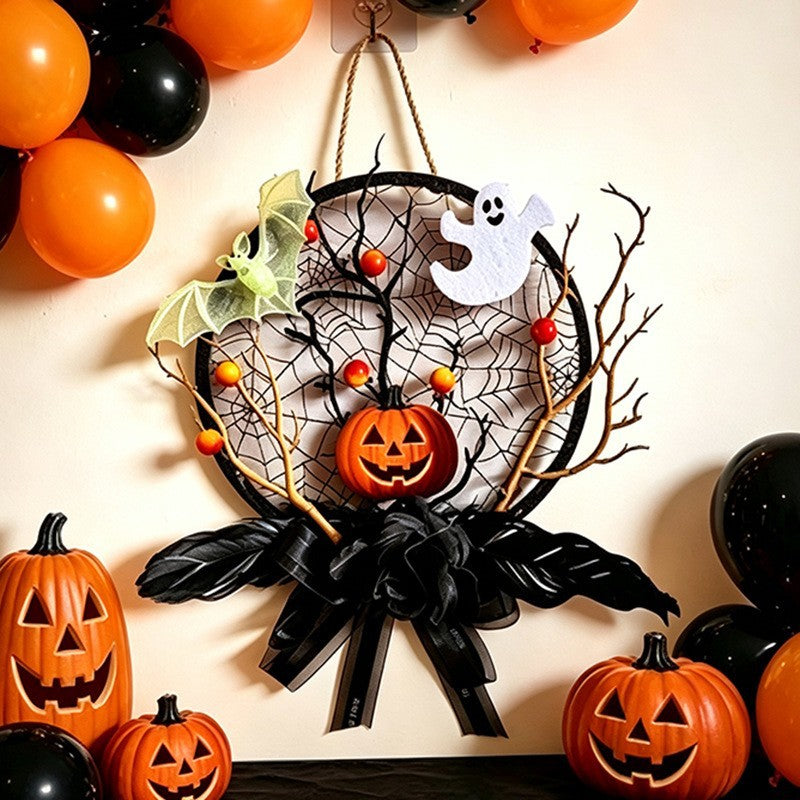 Pumpkin with Black Bow Wreath