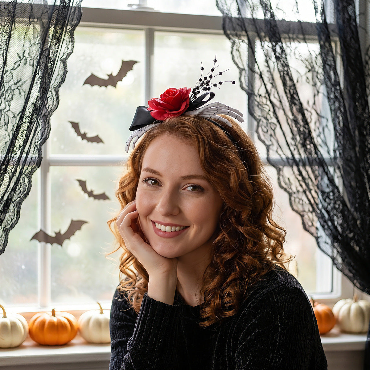 Skull Hand Rose Headband