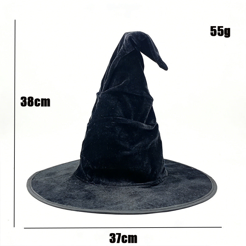 Black Ruched Wizard Hat