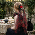 Skull‑Hand Rose Tulle Hair Clip
