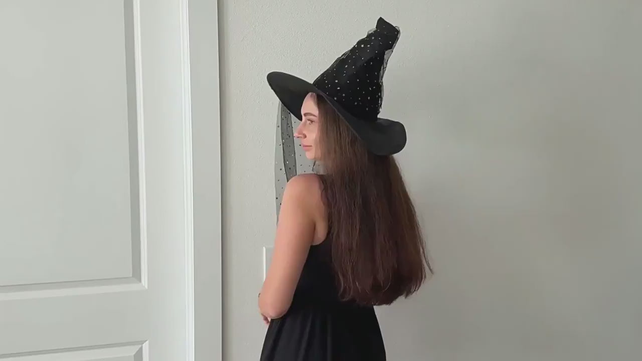 Black Ruched Wizard Hat